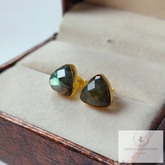 Labradorite Trillion Earrings, Bezel Set Post Earring, Genuine Gemstone Post Earring, Gifts for her
